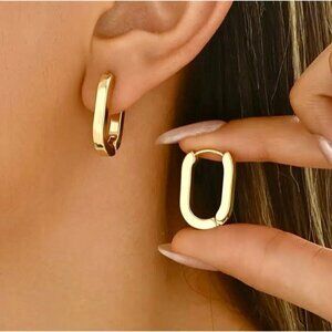 Modern Irregular Gold Loop Earrings